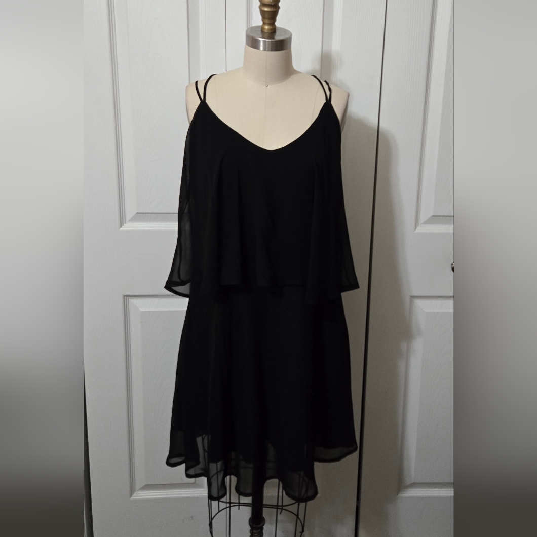 Mansa Black Dress, Size Medium, W/Criss Cross Straps In Back, Euc